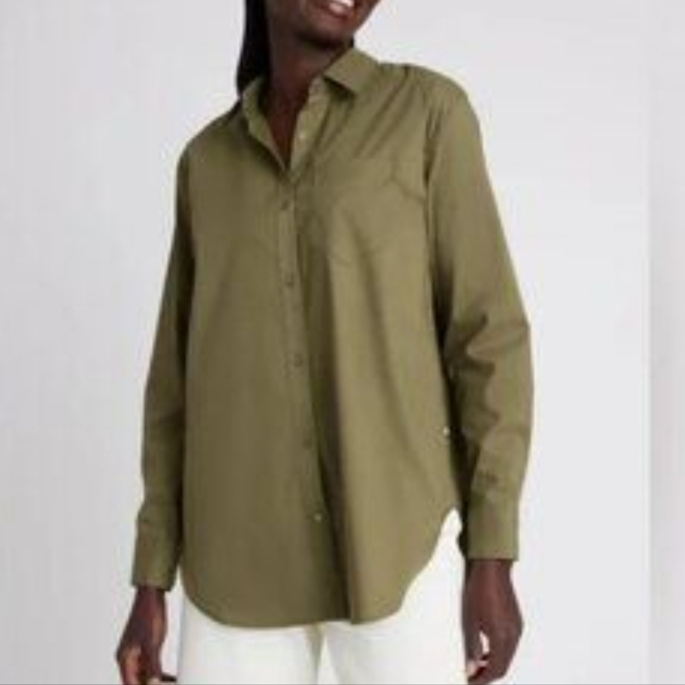 KIT AND ACE Hunter/Olive Green Boyfriend Button Down Collar Shirt